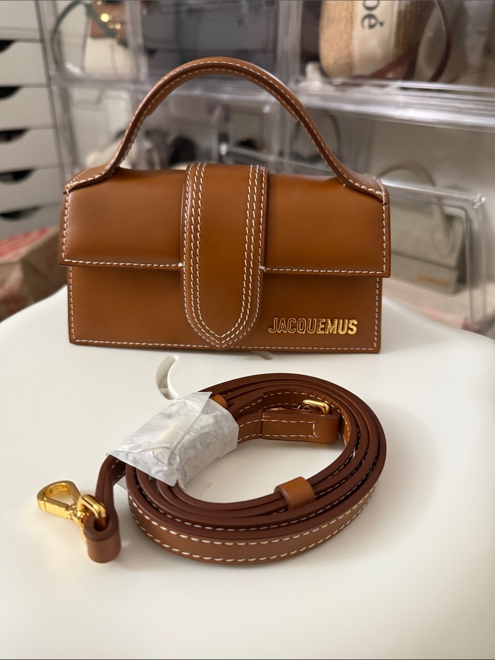 Jacquemus Tan Le bambino Leather Top-Handle Bag